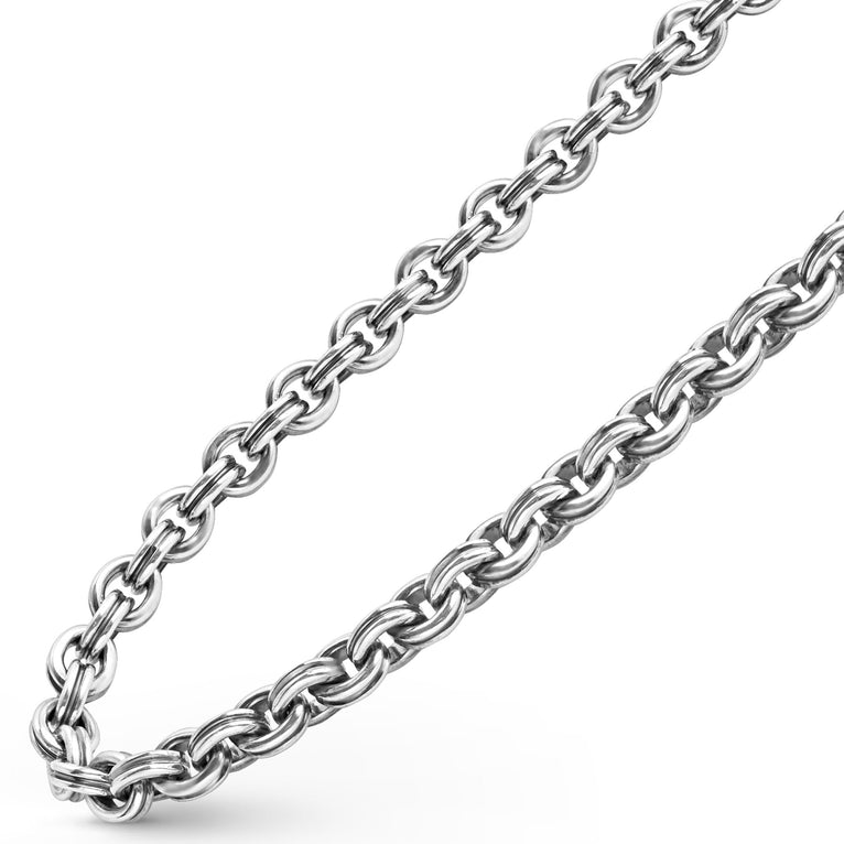 Sterling silver cable link necklace, no stones.