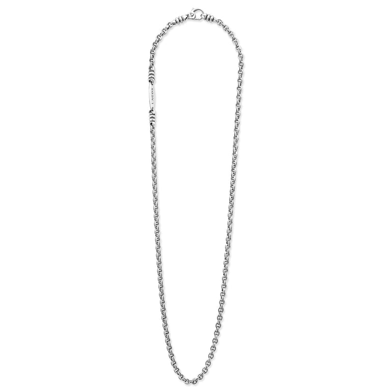 Sterling silver cable link necklace.