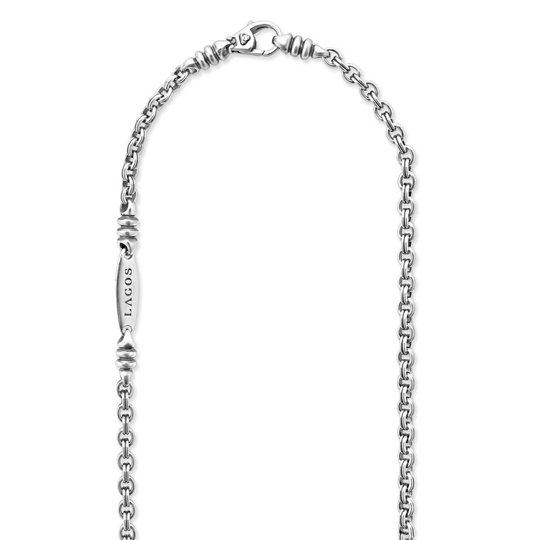 Sterling silver cable link necklace.