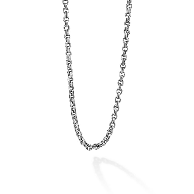 Sterling silver cable link necklace.