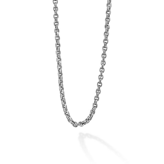 Sterling silver cable link necklace.