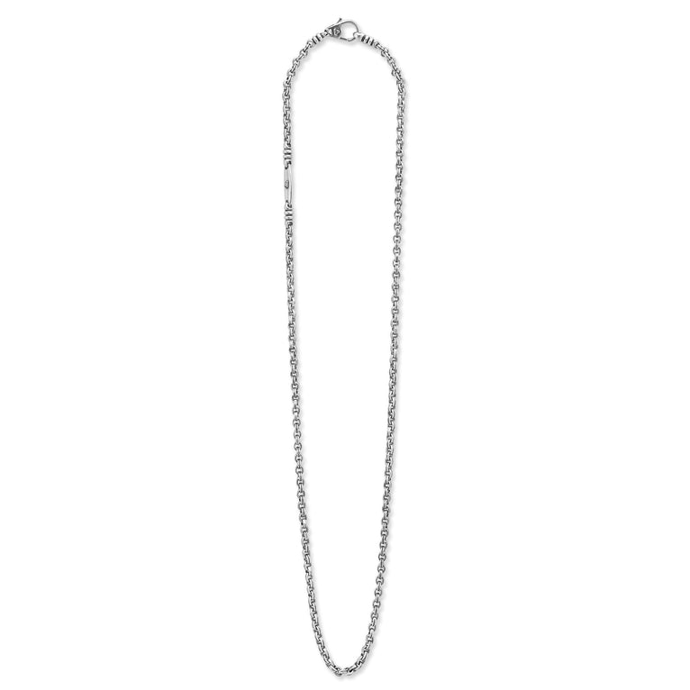 Sterling silver cable link necklace.
