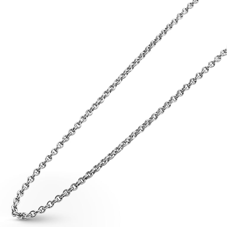 Sterling silver cable link necklace.