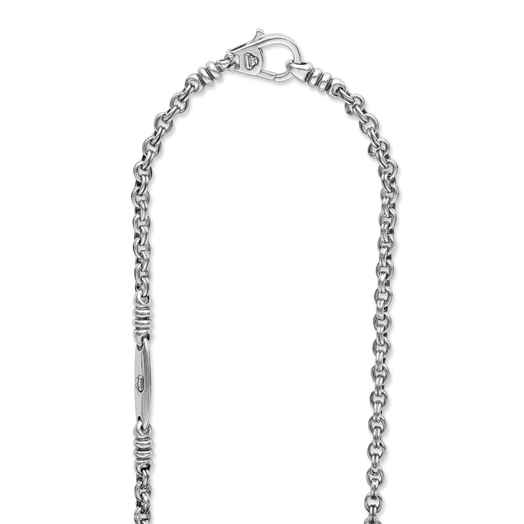 Sterling silver cable link necklace.