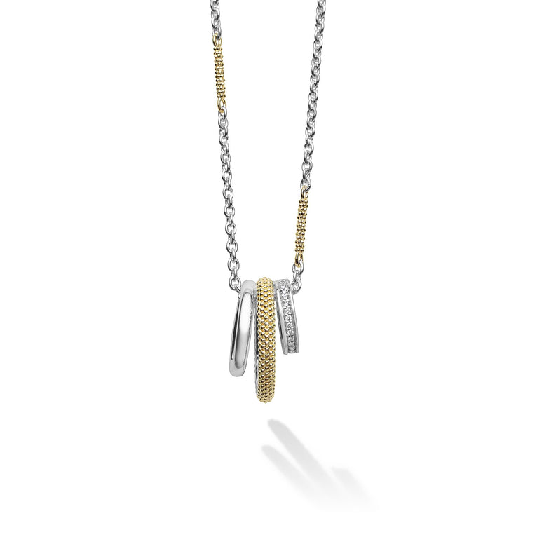 Sterling silver necklace with diamond accents.