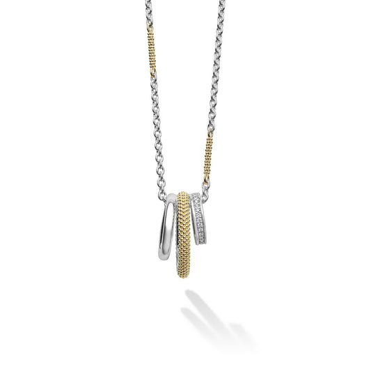 Sterling silver necklace with diamond accents.