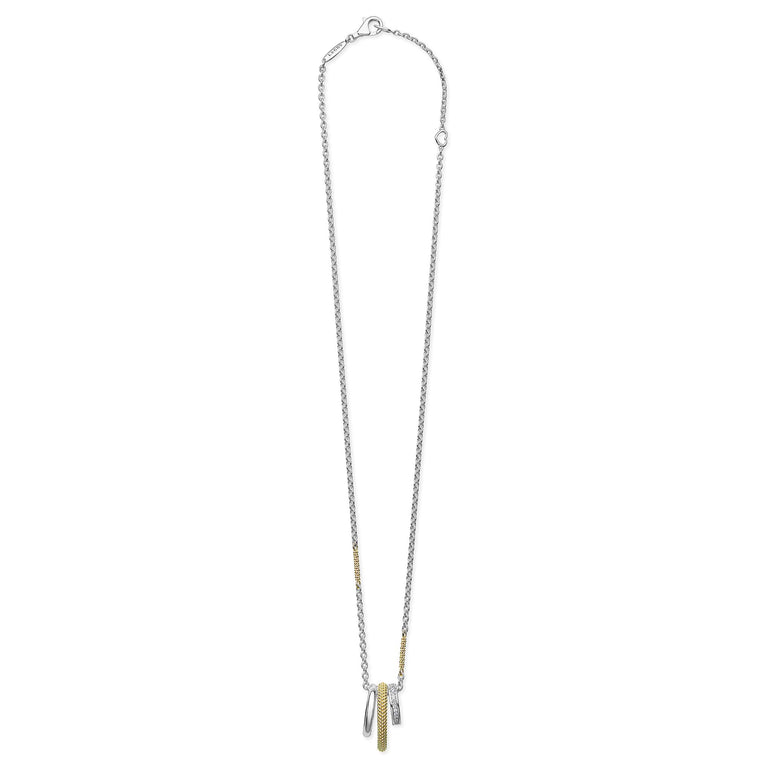 Sterling silver necklace with diamond accents.