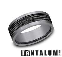 Tantalum titanium grey carved band, 8MM width.