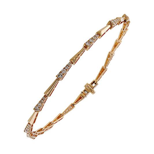 Natural Diamond Bracelet in 14 Karat Yellow Gold with 0.95ctw Round Diamonds