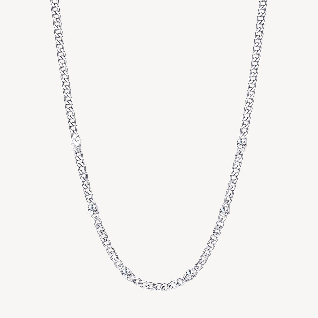 Chain Simulated Diamond Necklace in Stainless Steel