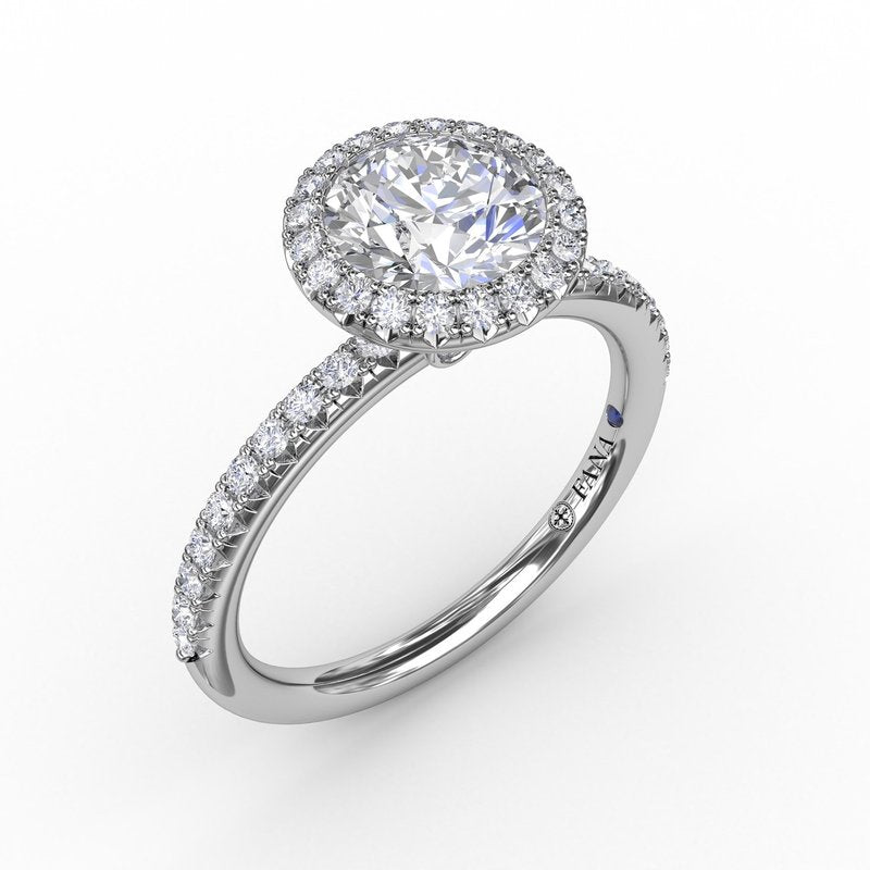 Halo Mined Diamond Engagement Ring in 14 Karat White with 0.36ctw G/H SI1 Round Diamond