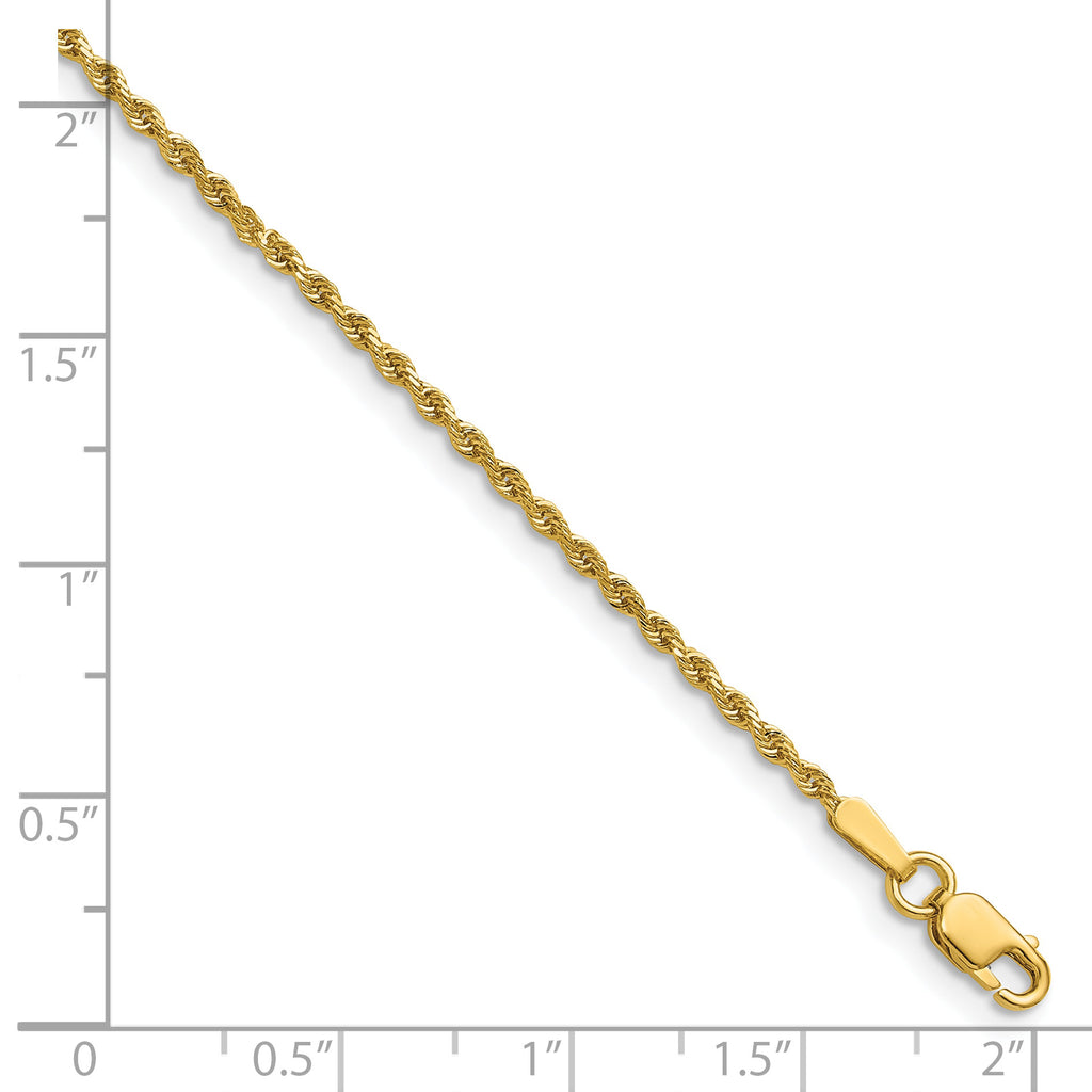 Diamond cut rope chain, 14K yellow gold.