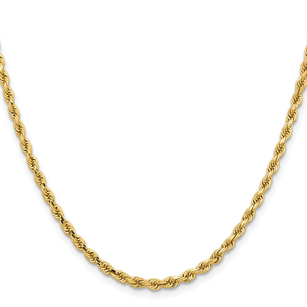 Diamond cut rope chain, 14K yellow gold.
