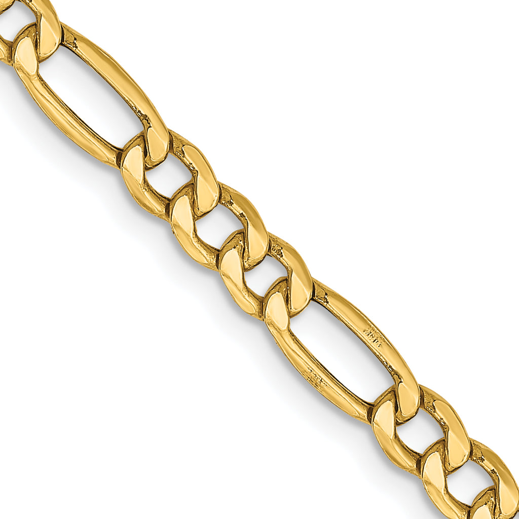 14K Yellow Gold Figaro Chain, polished links.