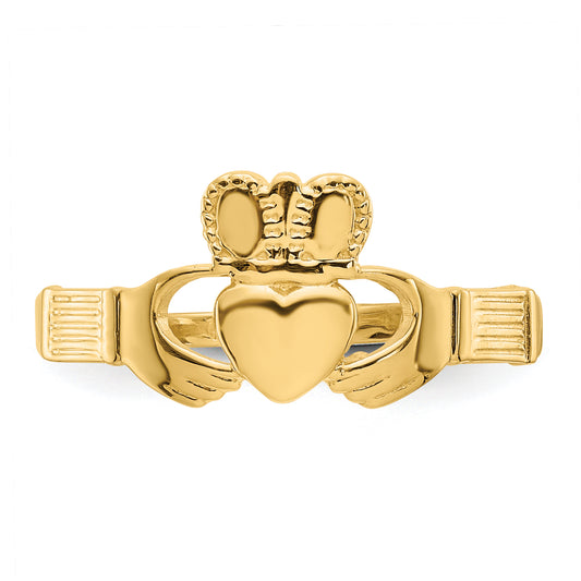 Claddagh design, 14K yellow gold ring.