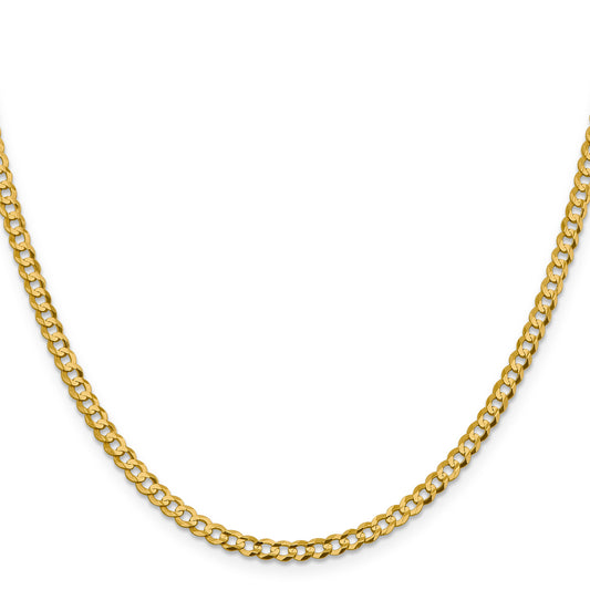 14K yellow gold Cuban link chain, polished finish.