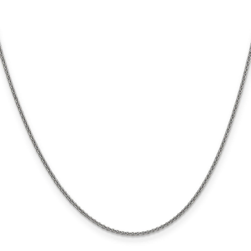 14K white gold cable link chain.
