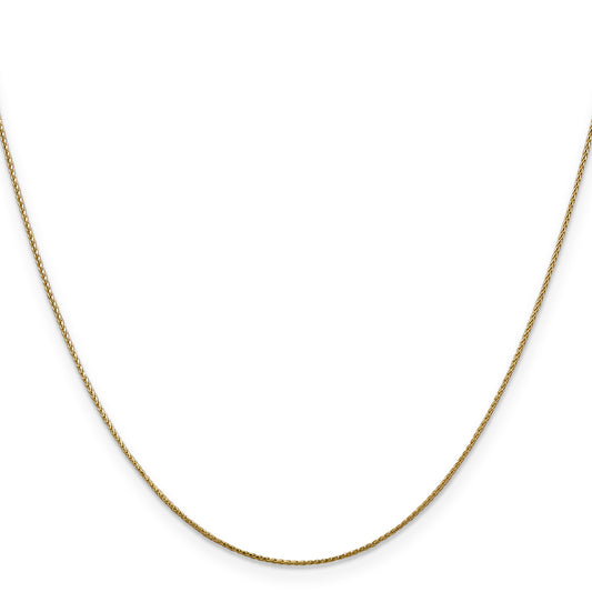 Diamond cut wheat chain, 14K yellow gold.