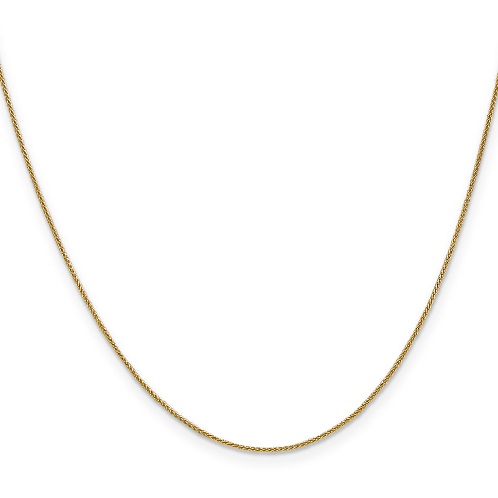 14K yellow gold wheat chain necklace.