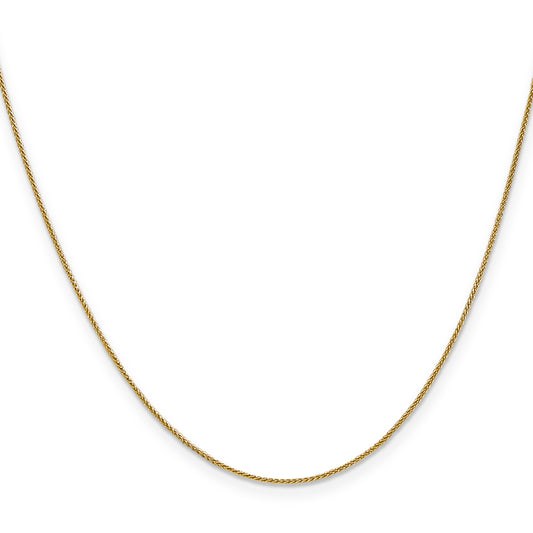 14K yellow gold wheat chain necklace.