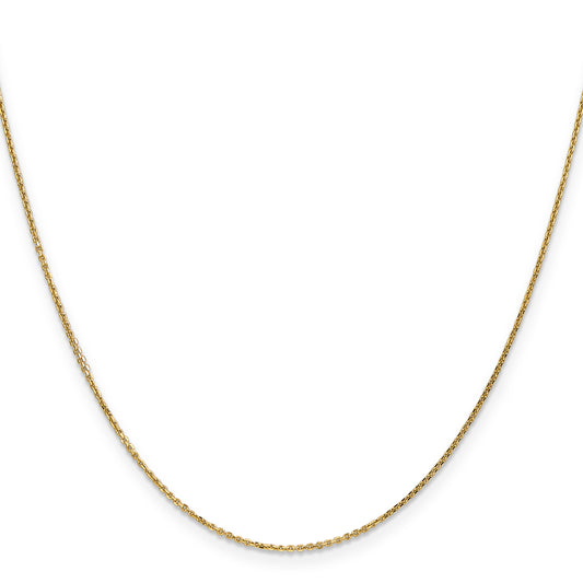 14K yellow gold cable link chain.
