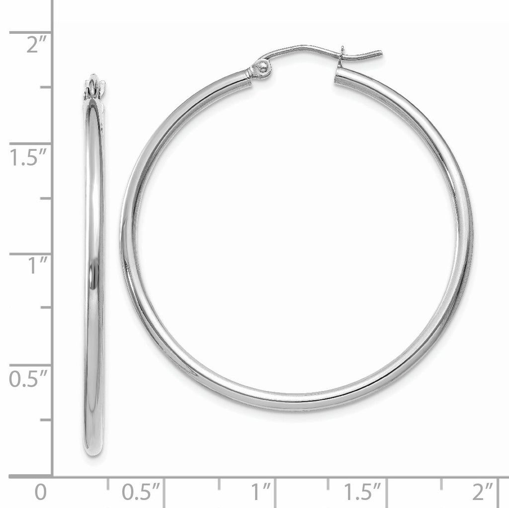 14K White Gold Large Hoop Earrings