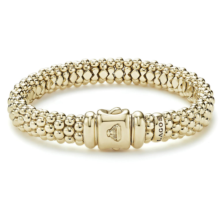 18K gold textured Caviar design bracelet.
