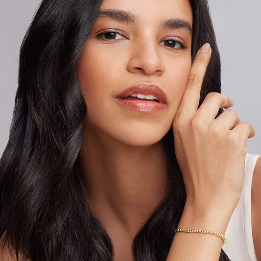 18K Yellow Gold Stretch Bracelet on Wrist