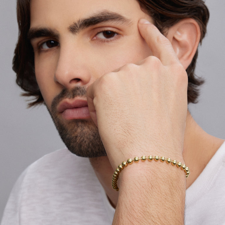 14K yellow gold ball chain bracelet.