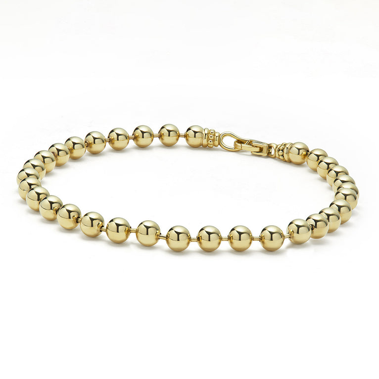 14K yellow gold ball chain bracelet.