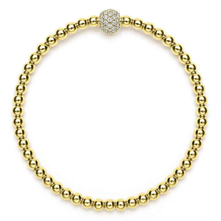 Gold bracelet with diamond-studded clasp.