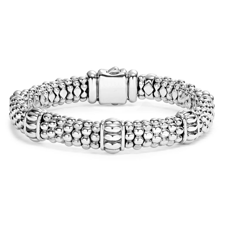 Sterling silver bracelet with caviar beading.