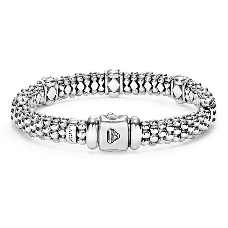 Sterling silver bracelet with beaded design.