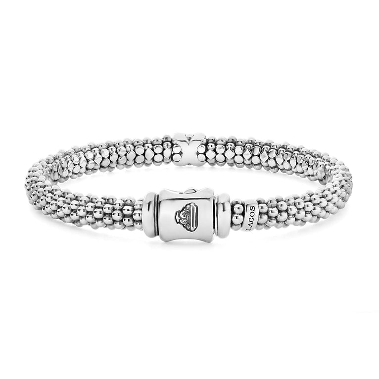 Sterling silver bracelet with diamond accents.