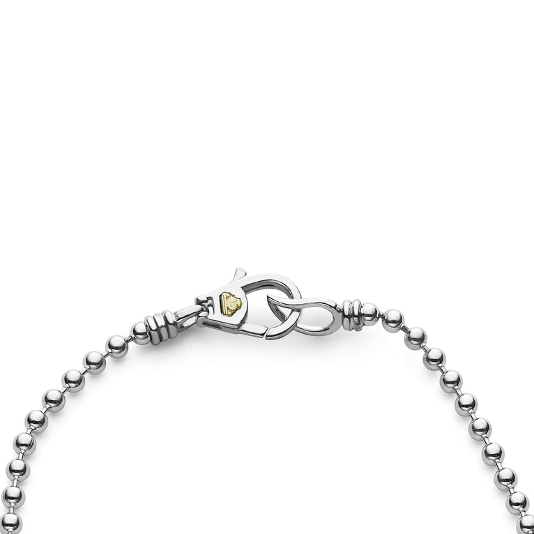 Sterling silver ball chain bracelet clasp.