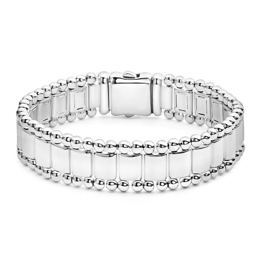 Sterling silver bracelet with beaded design.