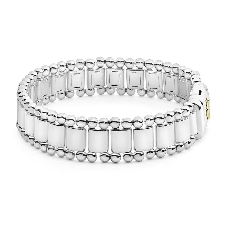 Sterling silver bracelet with polished links.