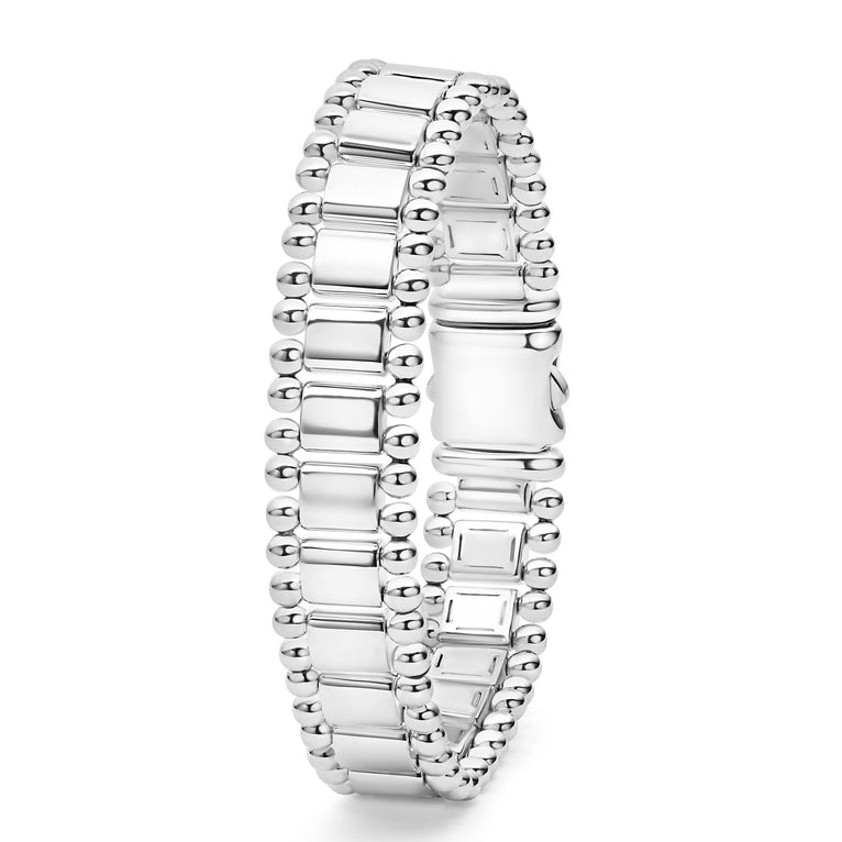 Sterling silver bracelet with beaded design.