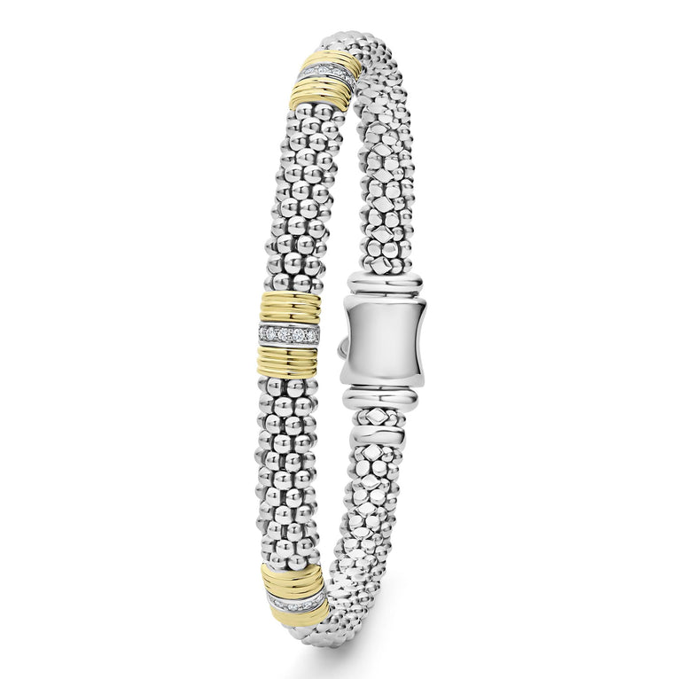 Sterling silver bracelet with diamond accents.