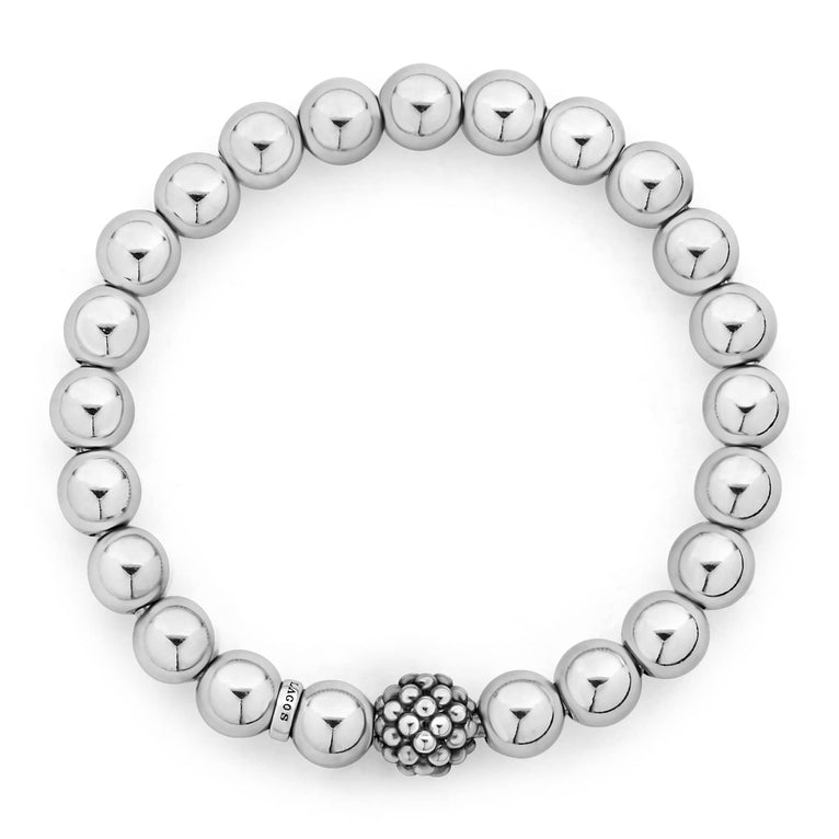 Sterling silver bead bracelet, no stones.