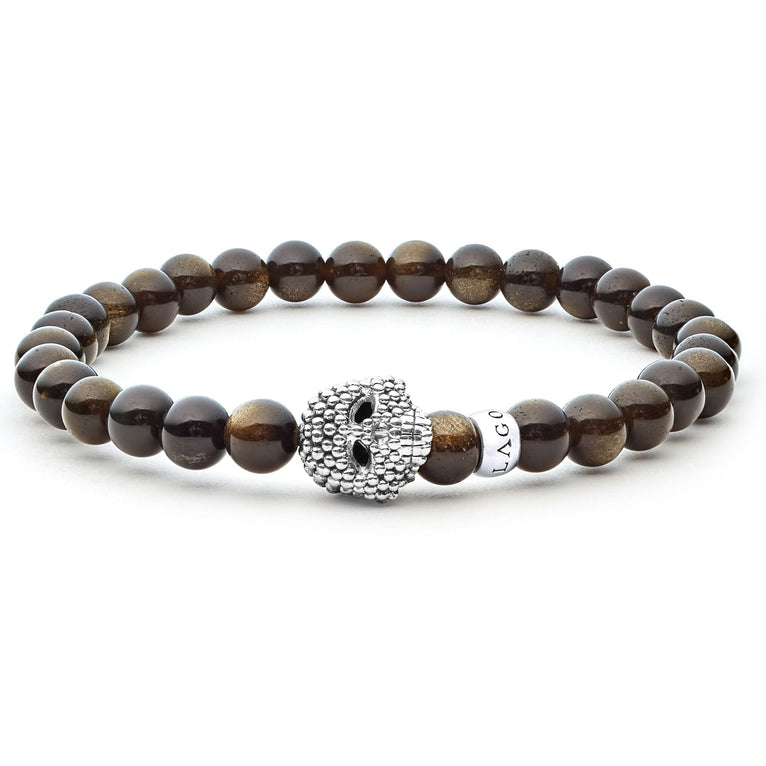 Sterling silver bracelet with black obsidian.