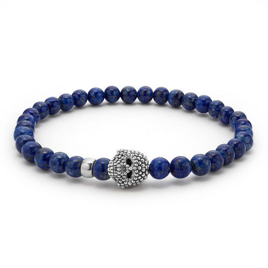 Blue lapis bracelet with sterling silver accents.