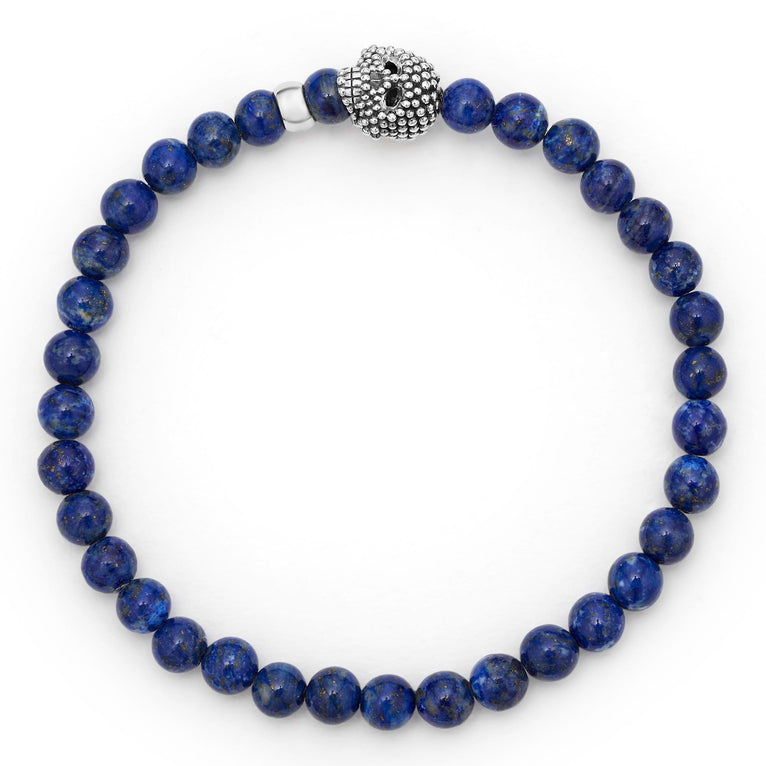 Blue lapis bracelet with silver clasp.