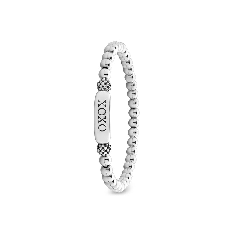 Sterling silver beaded stretch bracelet.