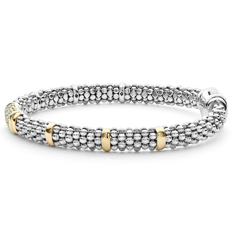 Sterling silver bracelet with diamond accents.