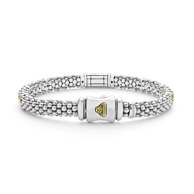 Sterling silver bracelet with diamond accents.