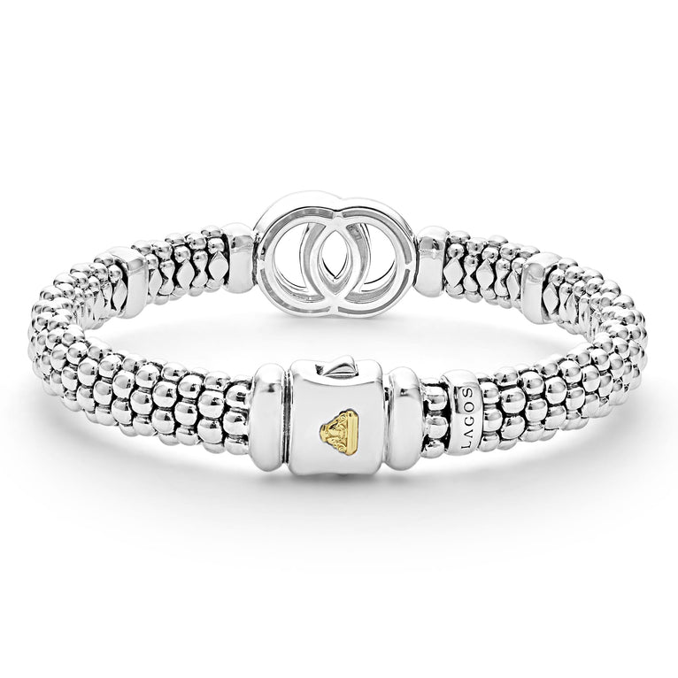 Sterling silver bracelet with caviar design.