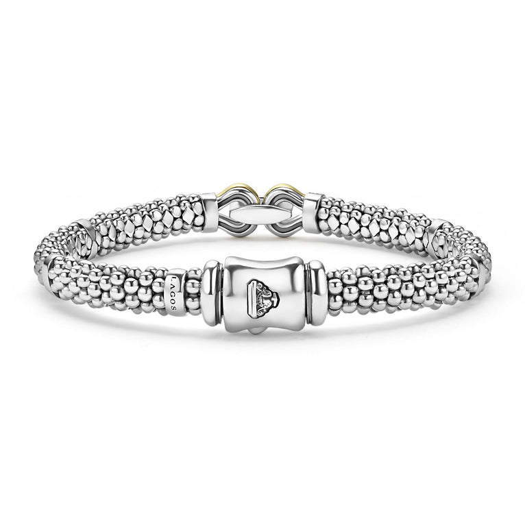 Sterling silver bracelet with diamond accents.