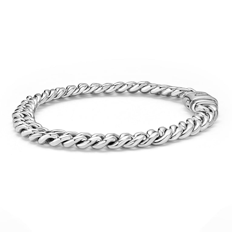 Sterling silver curb link bracelet.