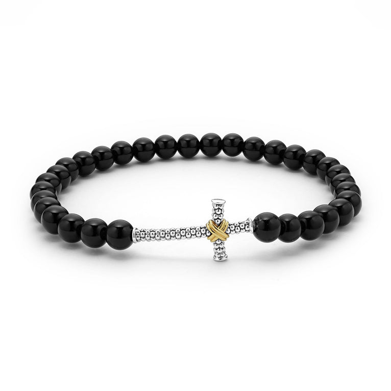 Sterling silver bracelet with onyx gemstones.